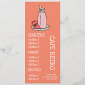 Aardbei Milkshake retro café Menu (Voorkant)