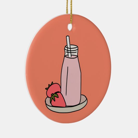 Aardbei Milkshake retro roze Keramisch Ornament (Rechts)