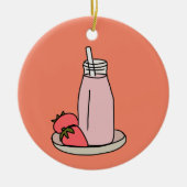 Aardbei Milkshake retro roze Keramisch Ornament (Voorkant)