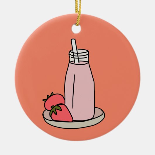Aardbei Milkshake retro roze Keramisch Ornament (Voorkant)