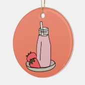 Aardbei Milkshake retro roze Keramisch Ornament (Links)