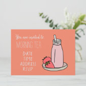 Aardbei Milkshake retro roze Morning tea Kaart (Staand voorkant)