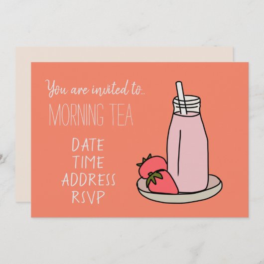 Aardbei Milkshake retro roze Morning tea Kaart (Voorkant / Achterkant)