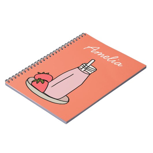 Aardbei Milkshake retro roze Notitieboek (Linkerzijde)