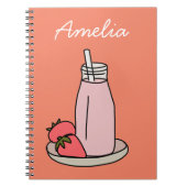 Aardbei Milkshake retro roze Notitieboek (Voorkant)