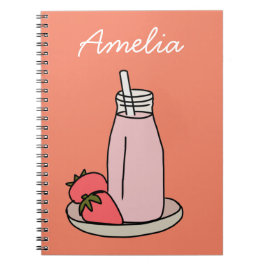 Aardbei Milkshake retro roze Notitieboek