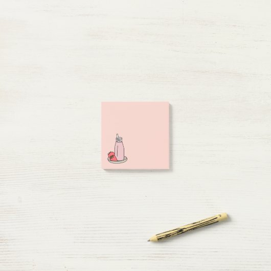 Aardbei Milkshake retro roze Post-it® Notes (Op bureau)