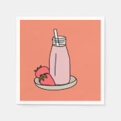 Aardbei Milkshake retro roze Servet (Voorkant)