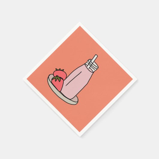 Aardbei Milkshake retro roze Servet (Hoek)