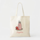 Aardbei Milkshake retro roze Tote Bag (Voorkant)