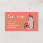 Aardbei milkshake retro schattig café coffeeshop visitekaartje (Voorkant)