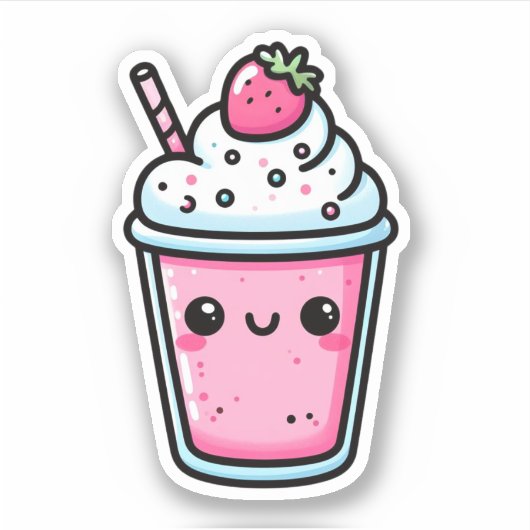 Aardbei Milkshake Vinyl Stickers (Voorkant)