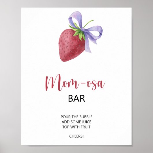 Aardbei - mimosa bar baby shower poster (Voorkant)