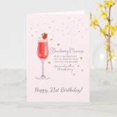 Aardbei Mimosa Cocktail Happy Birthday Kaart (Gele Bloem)