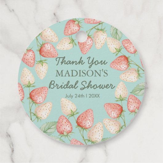 Aardbei Mint Groene Vrijgezellenfeest Dank u Bedankjes Labels (Achterkant)