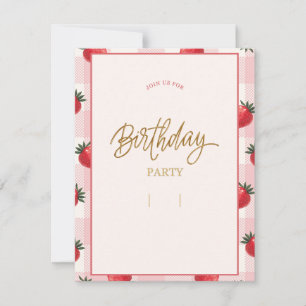 Aardbei Modern Kleurrijk Baby shower of Kinder Bir Feestdagenkaart