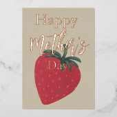 Aardbei Moederdag Folie Feestdagenkaart (Voorkant)