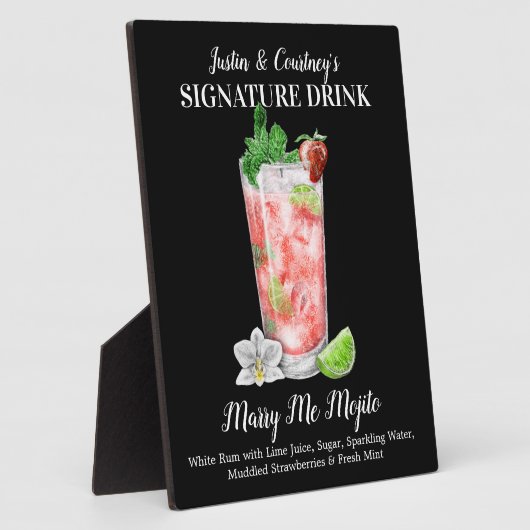 Aardbei Mojito ・ PERSONALIZED Signature Drink Fotoplaat (Zijkant)