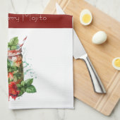 Aardbei Mojito Rood en Wit Theedoek (Quarter Fold)