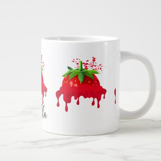 Aardbei-Mok met naam, geluid, dag van de Valentijn Grote Koffiekop (Rechts)