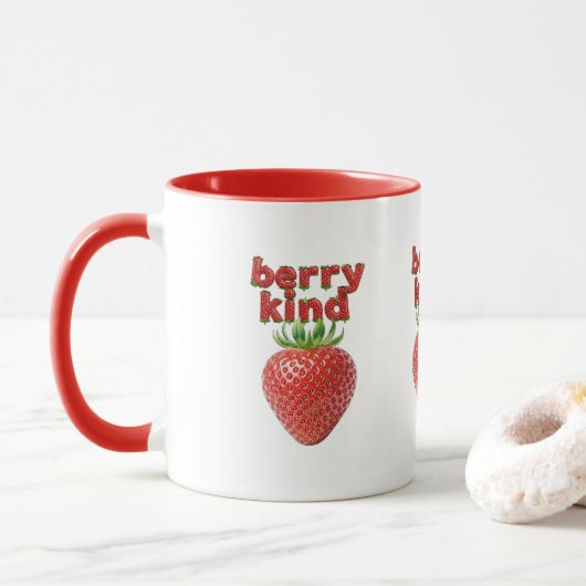 Aardbei Mok | Schattigee Positieve Quote Koffie (Met donut)