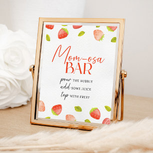 Aardbei Momosa Bar Berry Sweet Baby shower Poster