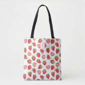 Aardbei Monogram Pattern Canvas tas (Voorkant)
