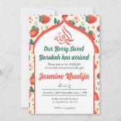 Aardbei Moslim Baby Meisje Aqiqah Islamitisch Kaart (Voorkant)