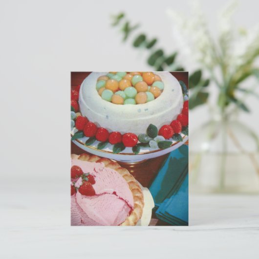 aardbei & munt briefkaart (Staand voorkant)