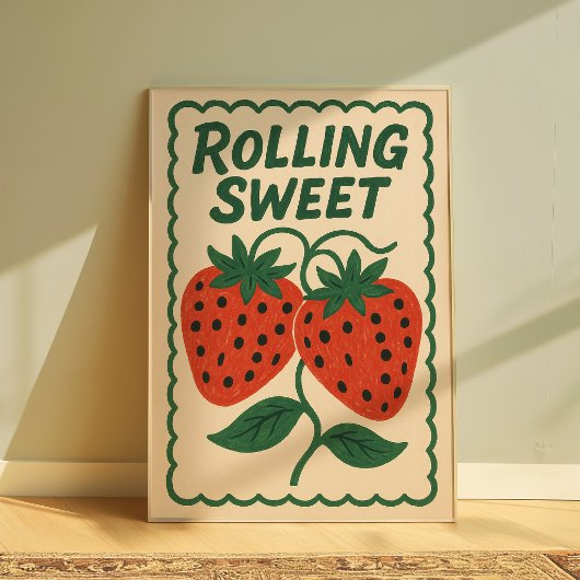 Aardbei Muurkunst | Mooie Aardbei Poster