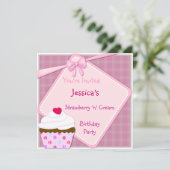 Aardbei n Cream Cupcake Invite Kaart (Staand voorkant)