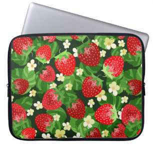  aardbei naadloos. Achtergrond sw Laptop Sleeve