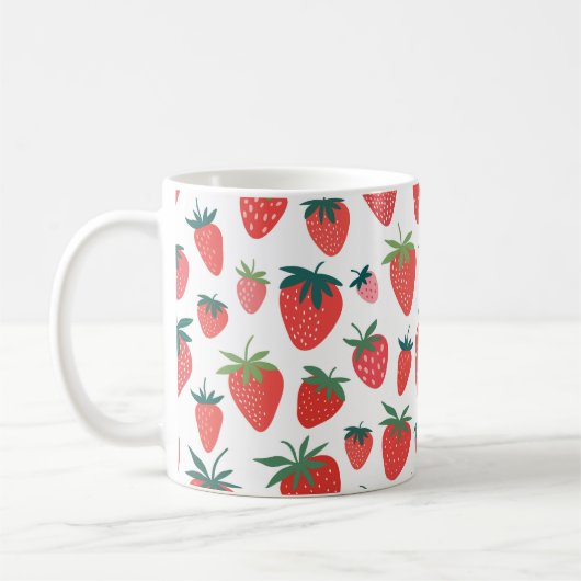 Aardbei naadloos patroon koffiemok (Links)