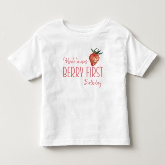 Aardbei Naam 1e Bes Eerste Verjaardag   Kinder Shirts (Voorkant)