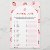 Aardbei Naam Baby Dieren Baby shower Spel (Voorkant)