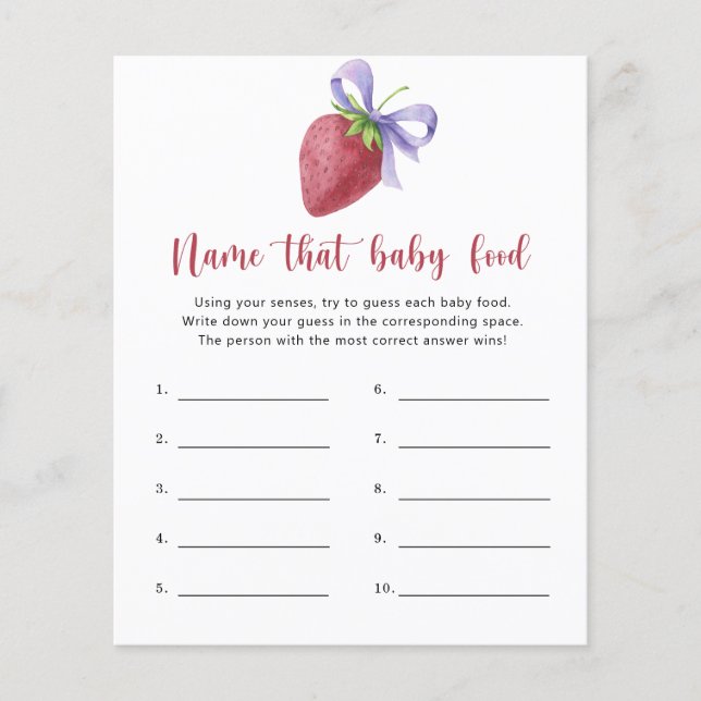 Aardbei - naam dat baby Voedsel shower spel (Voorkant)
