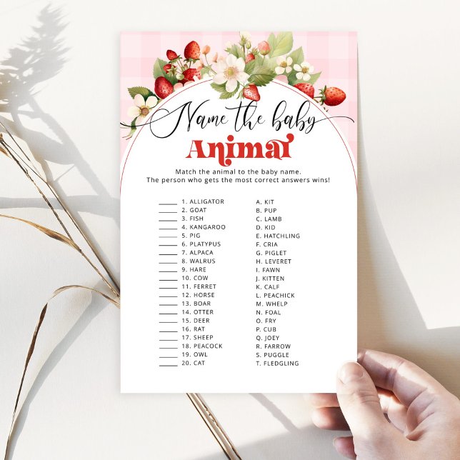Aardbei Naam het baby dier baby shower spel (Creator heeft geüpload)