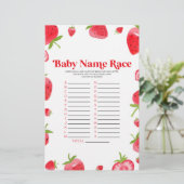 Aardbei naam Race Baby shower spel Activiteit Briefpapier (Staand voorkant)