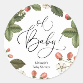 Aardbei Oh Baby Favor Classic Round Sticker