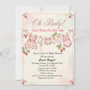 Aardbei Oh Baby Sweet Pea waslijn baby shower Kaart