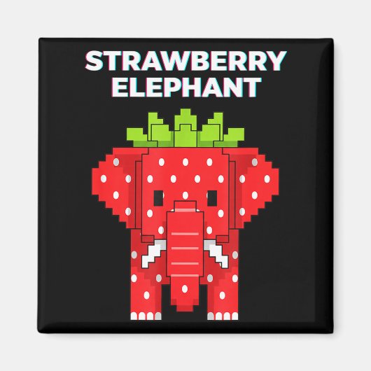 Aardbei olifant pixel kunst cute jungle dier magneet (Voorkant)