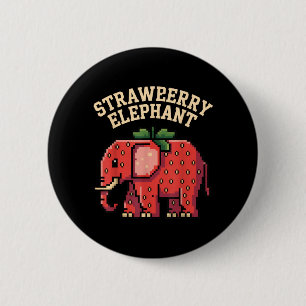 Aardbei Olifant voor Grappige Natuurliefhebbers en Ronde Button 5,7 Cm