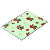 Aardbei ontwerp op groen eenvoudig modern notitieb notitieboek (Linkerzijde)