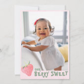 Aardbei ONZE BES ZOET Eerste Verjaardag Kaart (Achterkant)