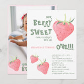 Aardbei ONZE BES ZOET Eerste Verjaardag Kaart (Voorkant / Achterkant)