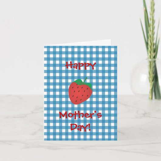 Aardbei op Blauwe Gingang Kaart (Voorkant)