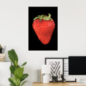 Aardbei op zwarte foto poster (Thuiskantoor)