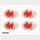 Aardbei - oude landelijke stijl jam inblikken labe ovale sticker (Vel)