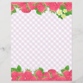 Aardbei Paarse Gingham briefpapier (Voorkant)