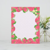 Aardbei Paarse Gingham briefpapier (Staand voorkant)